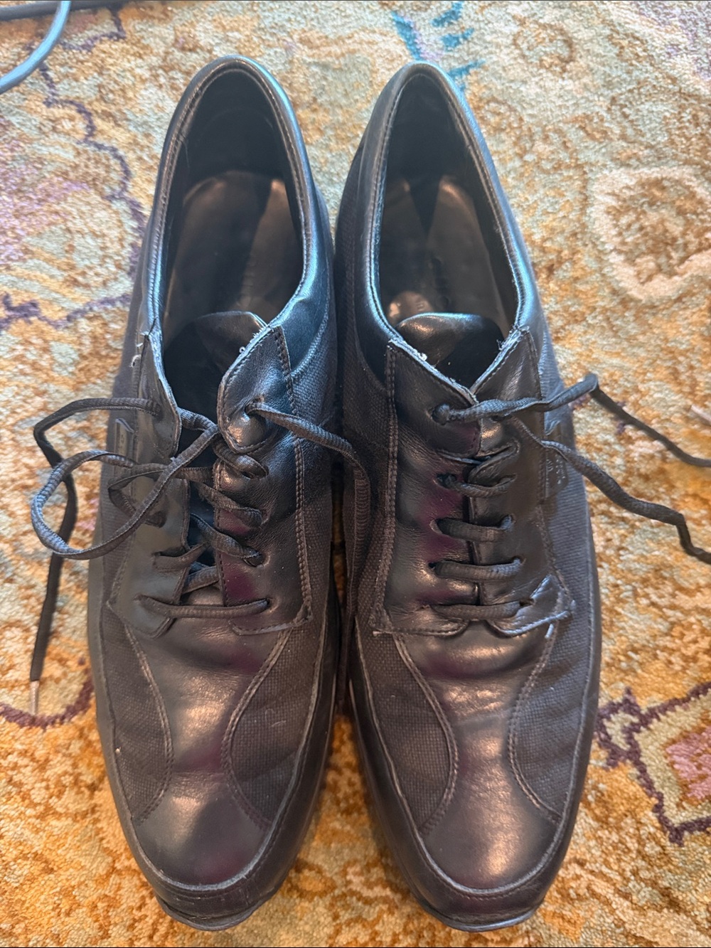 Gucci Men's Black Leather & Fabric Lace-Up Oxfords